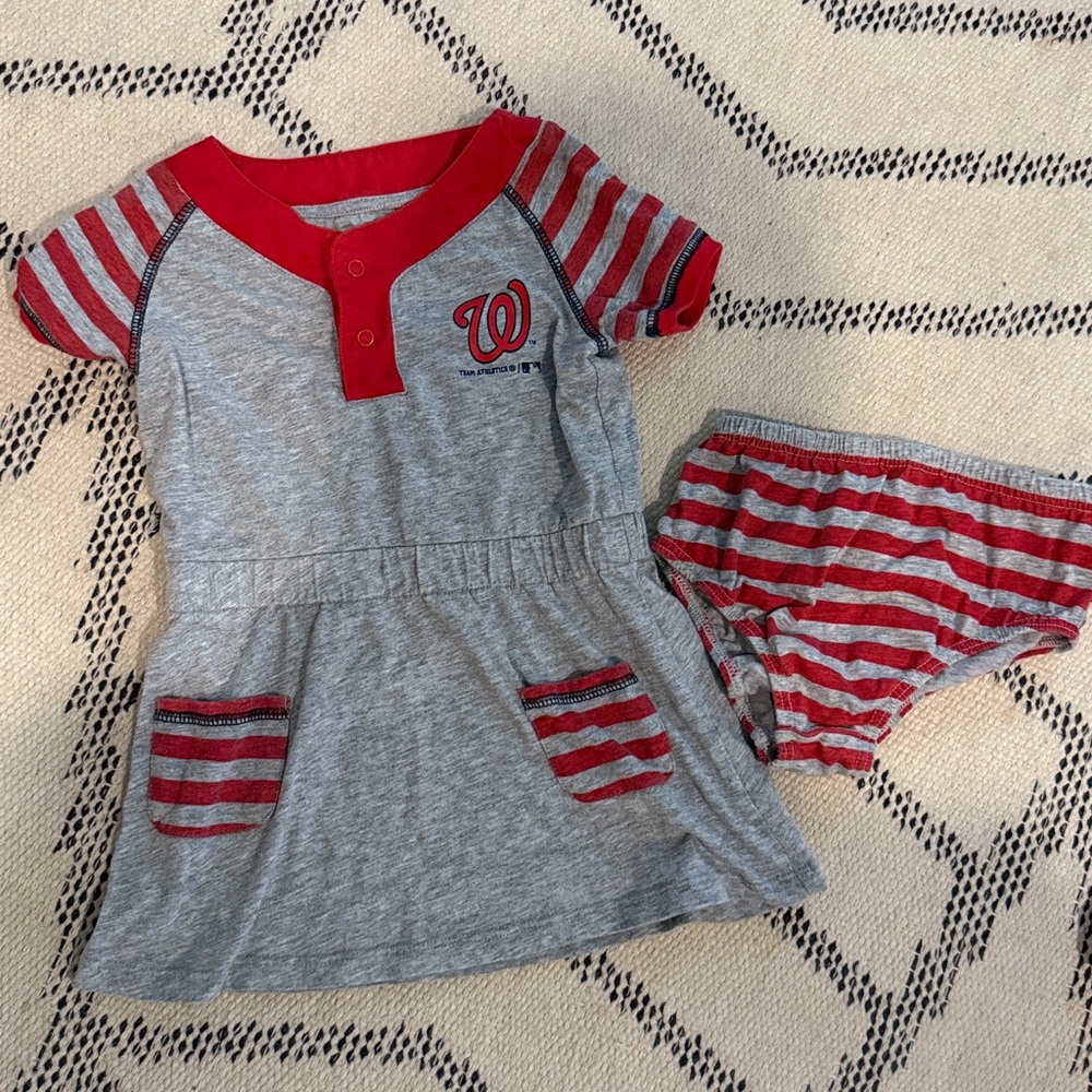 MLB Washington Nationals Toddler Girls Cheer Dress & bloomer Set, 3T